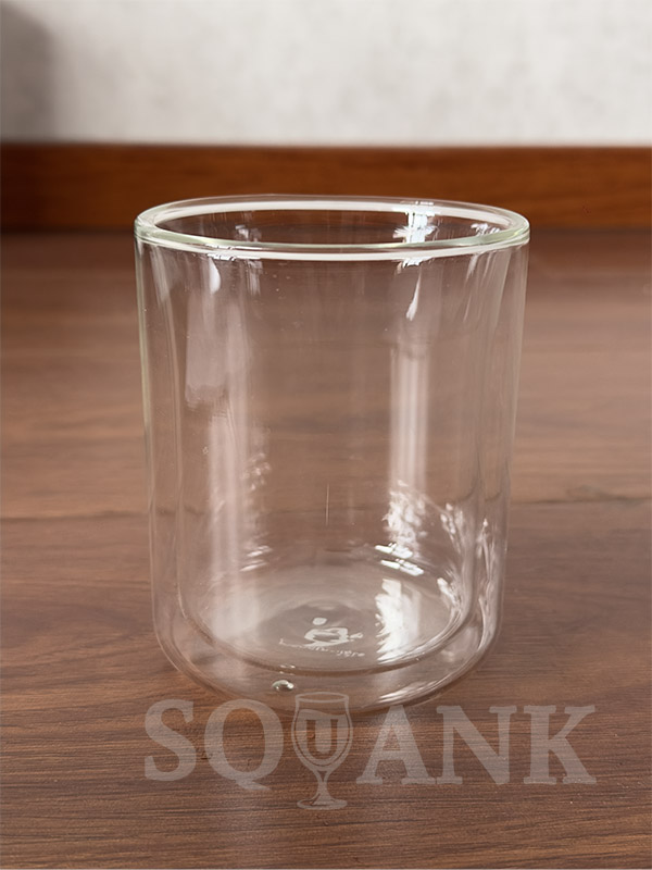 SQK-001 Eco-friendly Double-walled Insulated Transparent Glass Cup