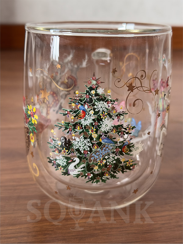 SQK-010 Eco-friendly Double-walled Insulated Printed Custom Glass Mug