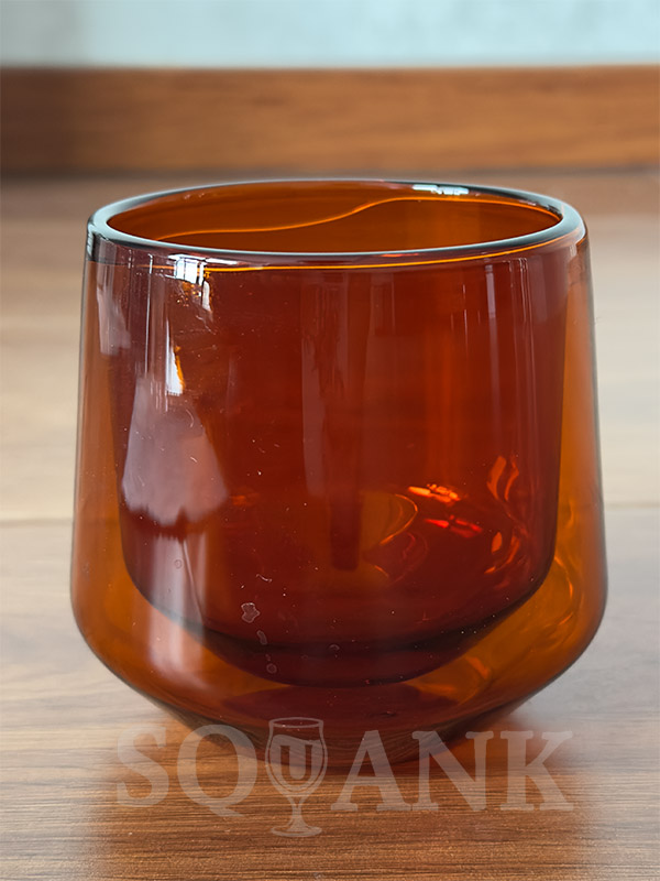 SQK-002 Eco-friendly Double-walled Insulated Amber Conical Bottom Glass Cup