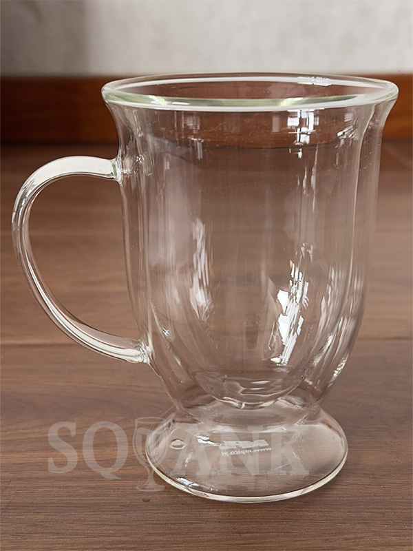 SQK-005 Eco-friendly Transparent Double-walled Glass Tea Cup with Handle