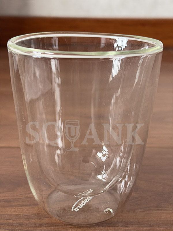 SQK-007 Eco-friendly Double-walled Insulated Round Bottom Transparent Glass Cup