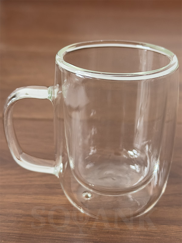 SQK-009 Eco-friendly Double-walled Insulated Glass Cup with Handle (Small Size)